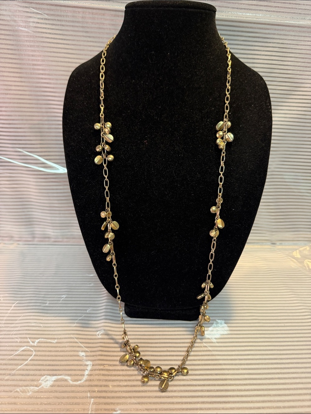 Gold-Tone Long Station Necklace with Beaded Charm Accents “Calypso St. Barths”